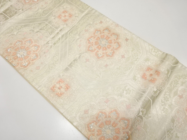 JAPANESE KIMONO / ANTIQUE FUKURO OBI / SILK / WOVEN FLORAL SHOKKOMON